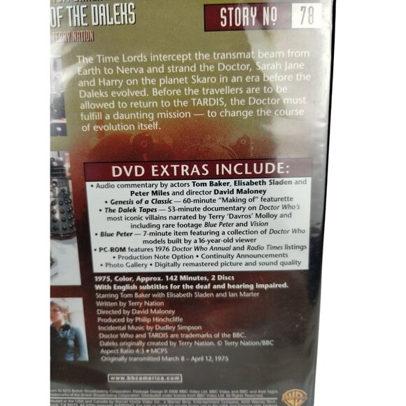 Doctor Who: Genesis of the Daleks Tom Baker Fourth Doctor Story 78 BBC Video - Picture 4 of 4